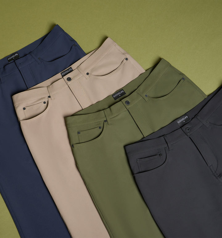 stretch poly twill 5 pocket pant olive