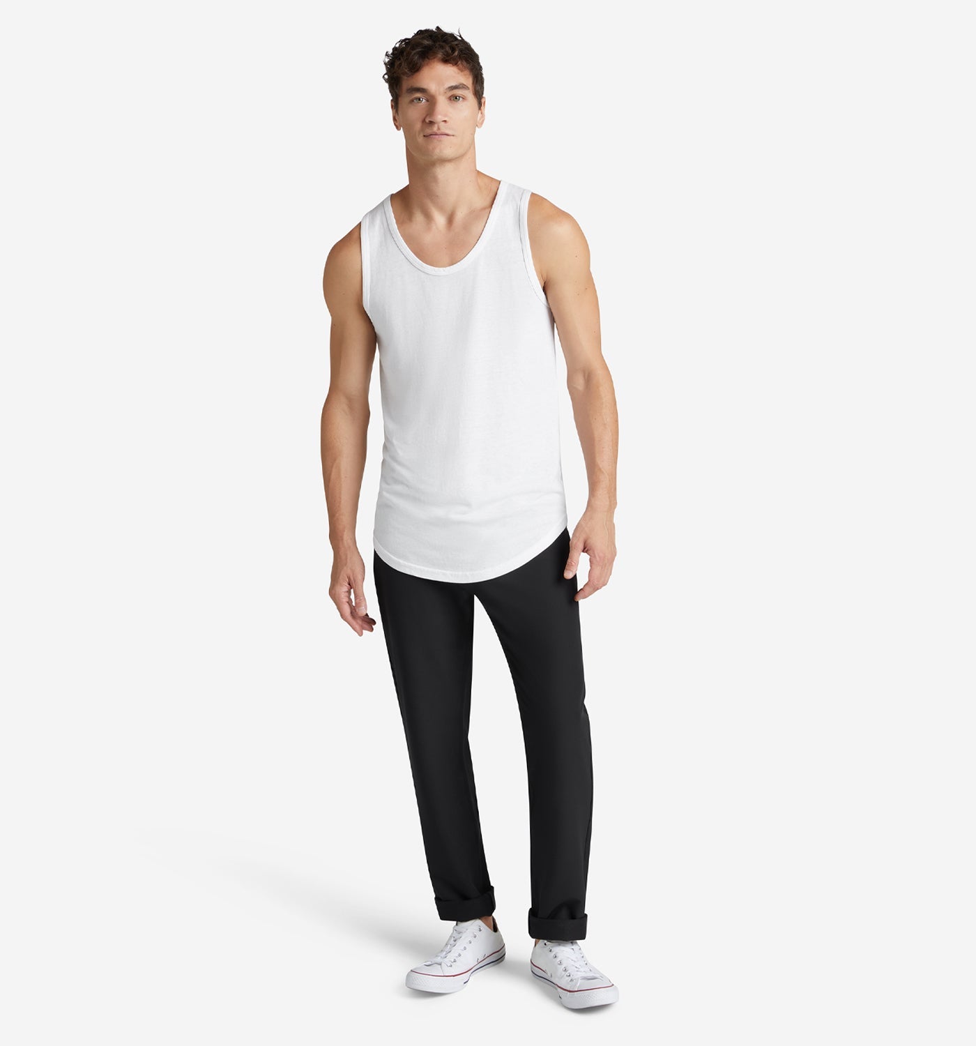 Tri-Blend Scallop Tank Top - White | Goodlife