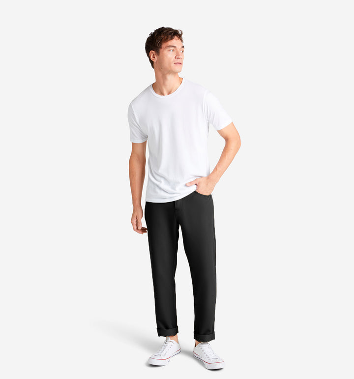 stretch poly twill 5 pocket pant black