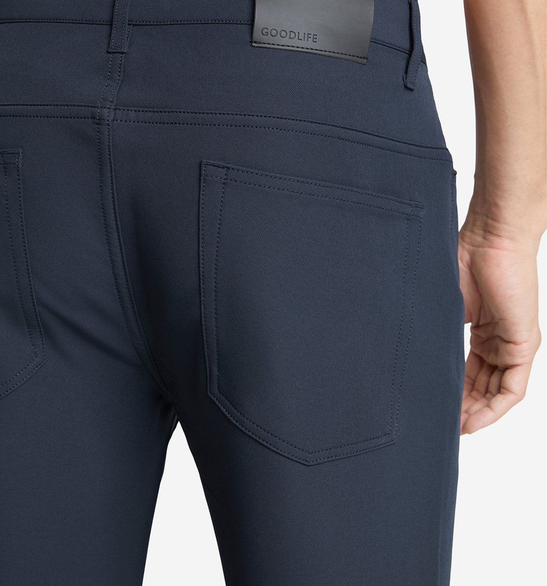 stretch poly twill 5 pocket pant midnight