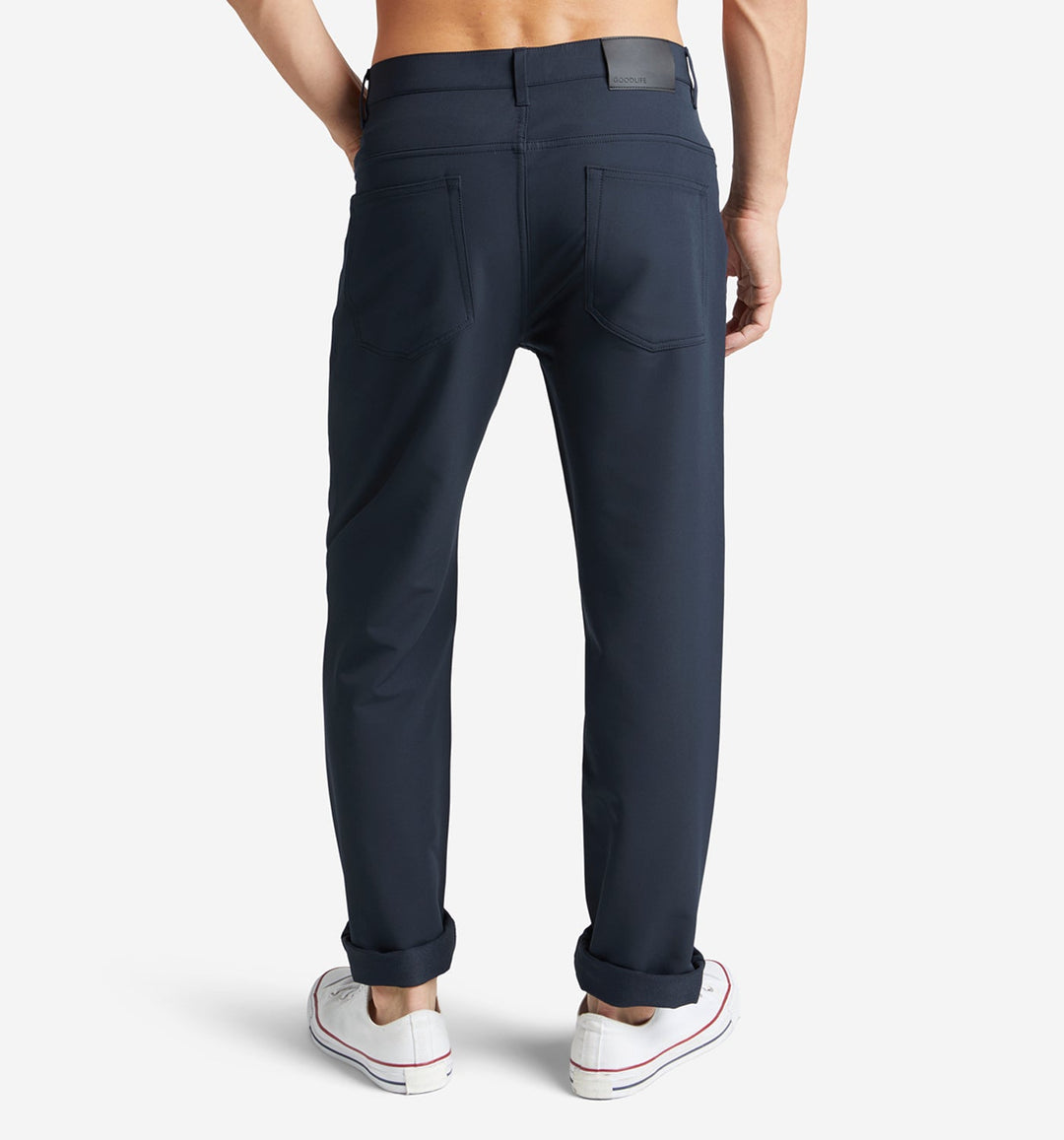 stretch poly twill 5 pocket pant midnight