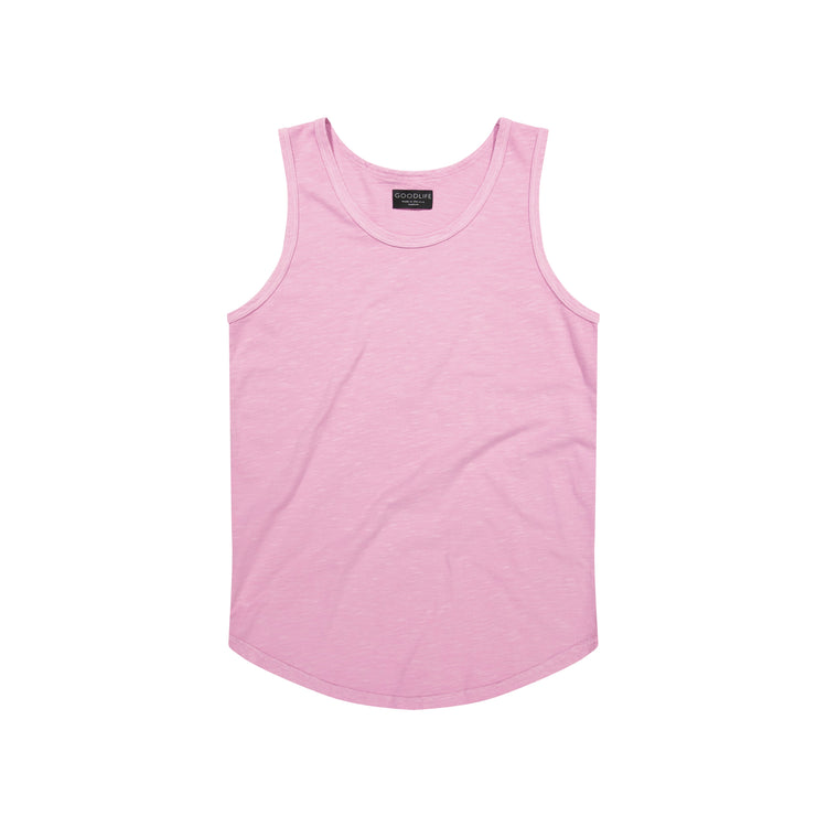 sun faded slub scallop tank top candy pink