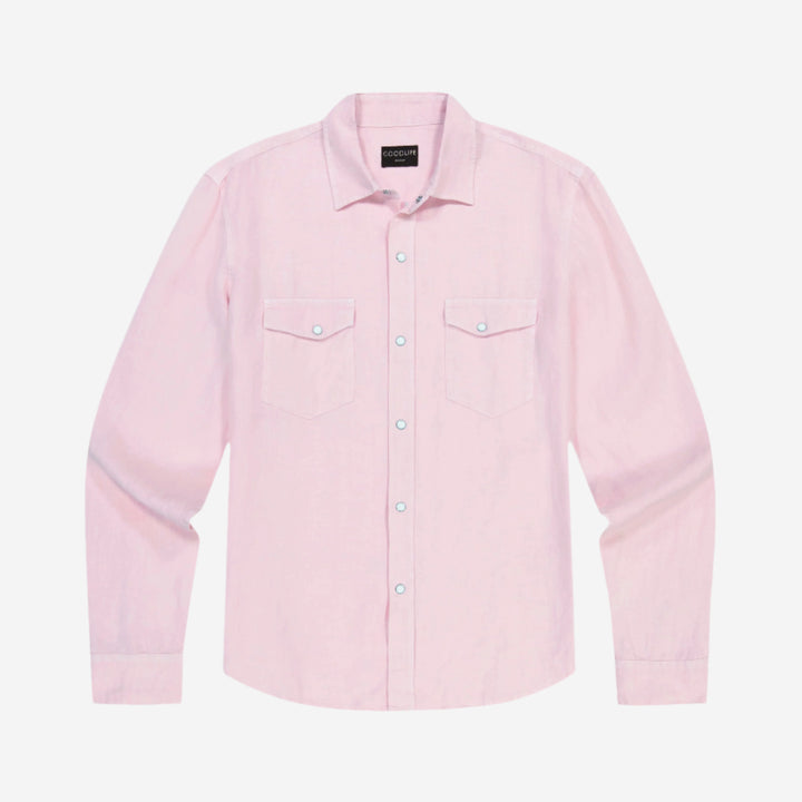 4corner linen snap shirt candy pink
