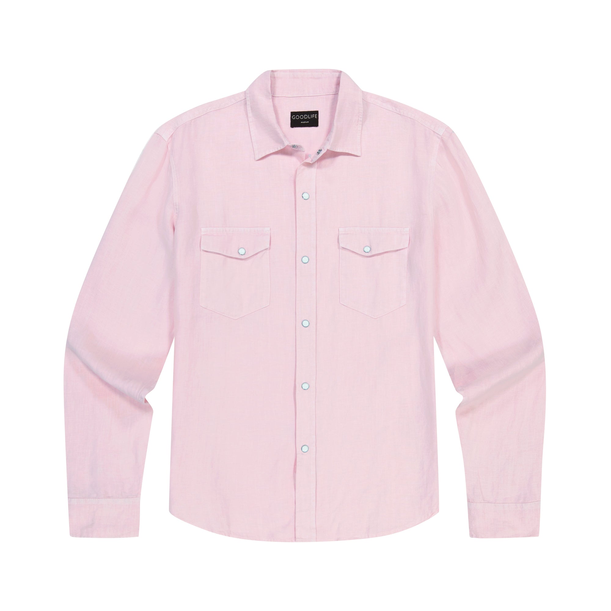 4Corner Linen Snap Shirt | Candy Pink