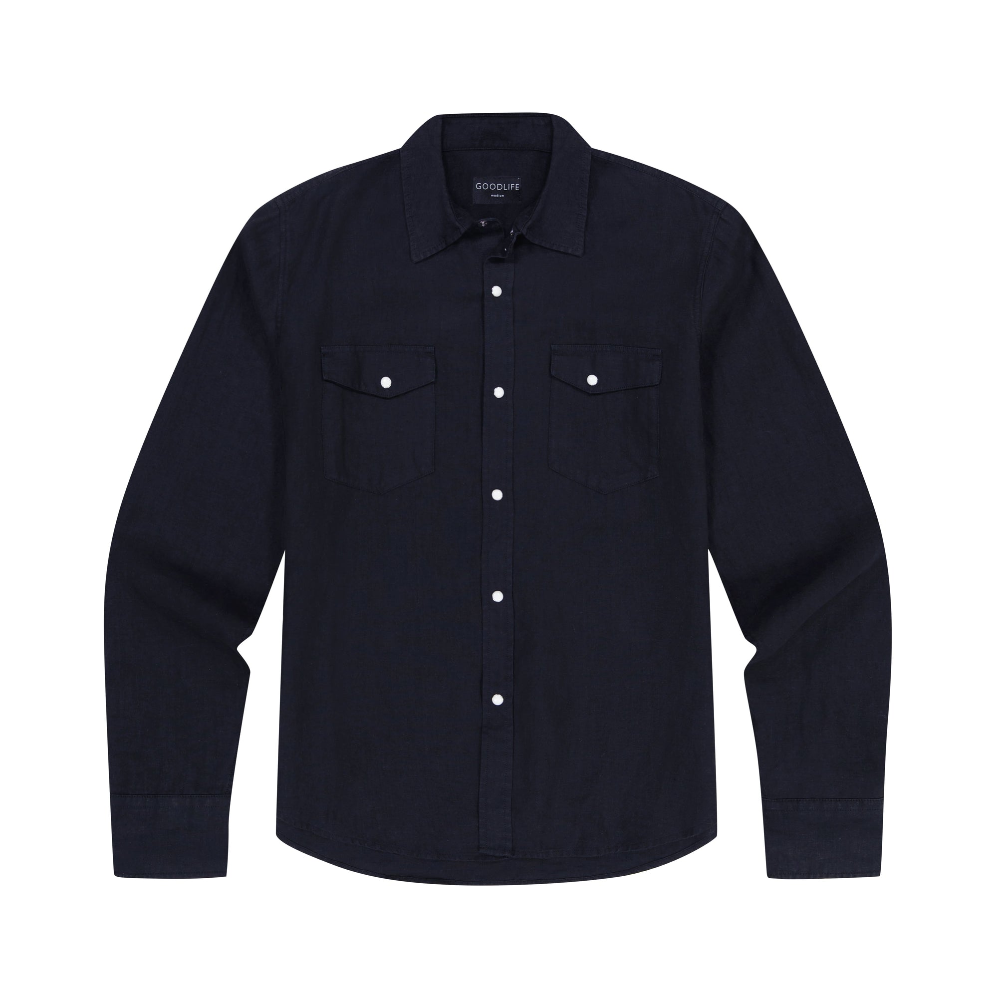 4Corner Linen Snap Shirt | Black