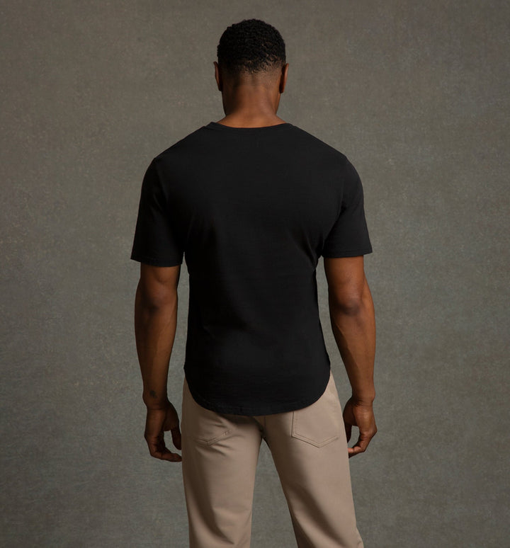 slub scallop crew black