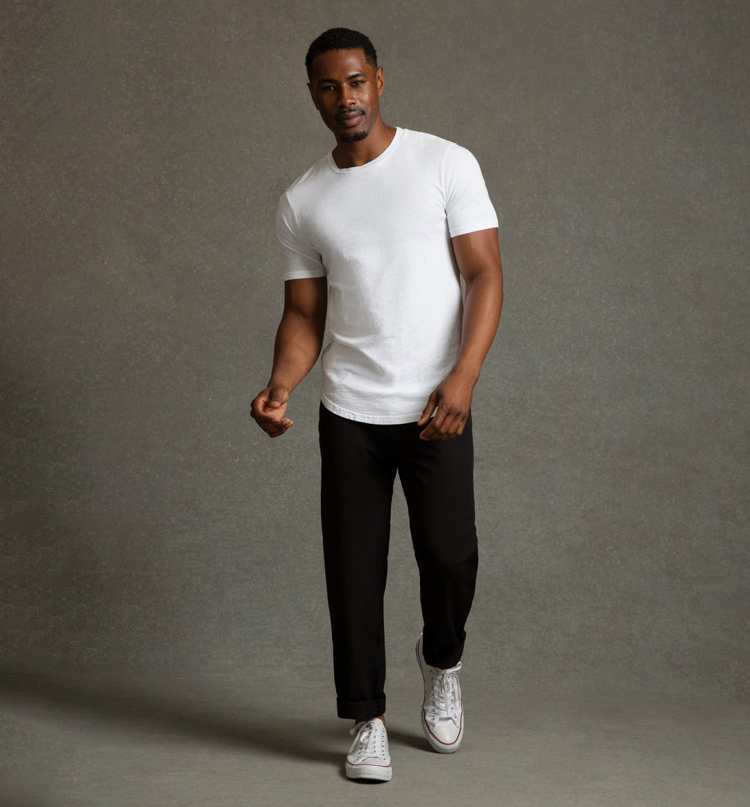 slub scallop crew white