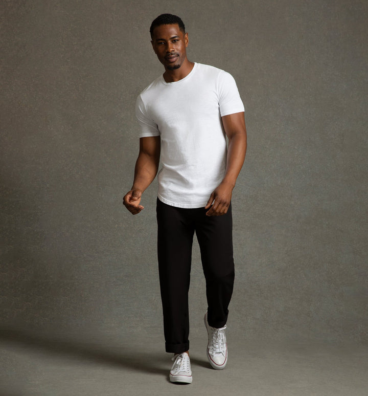 slub scallop crew white