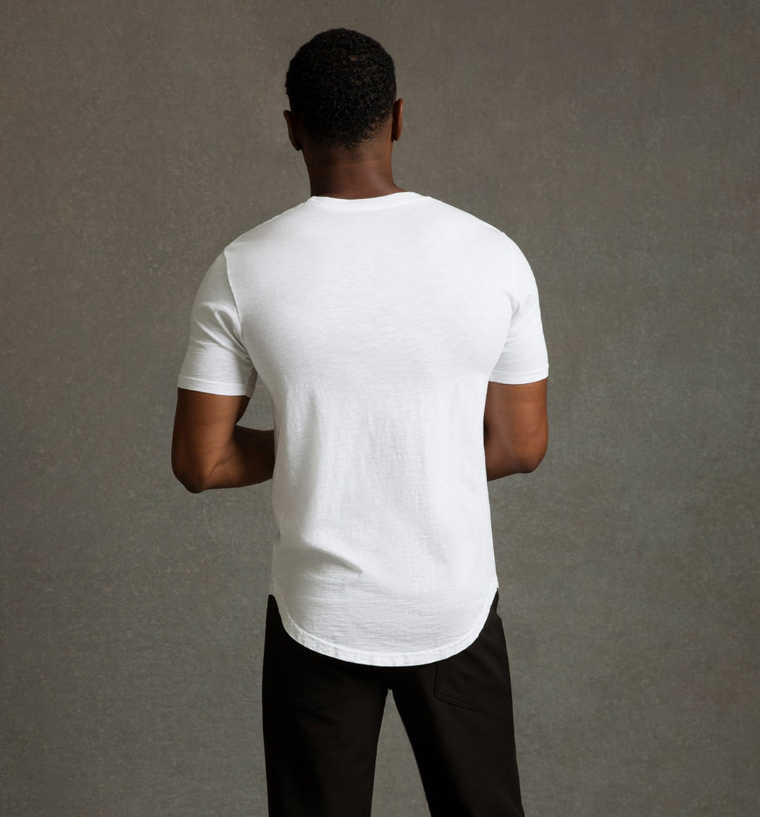 slub scallop crew white