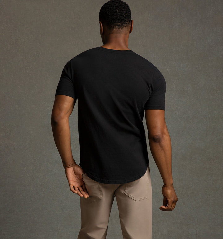 slub scallop v black