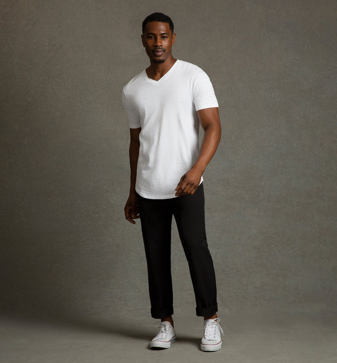 slub scallop v white