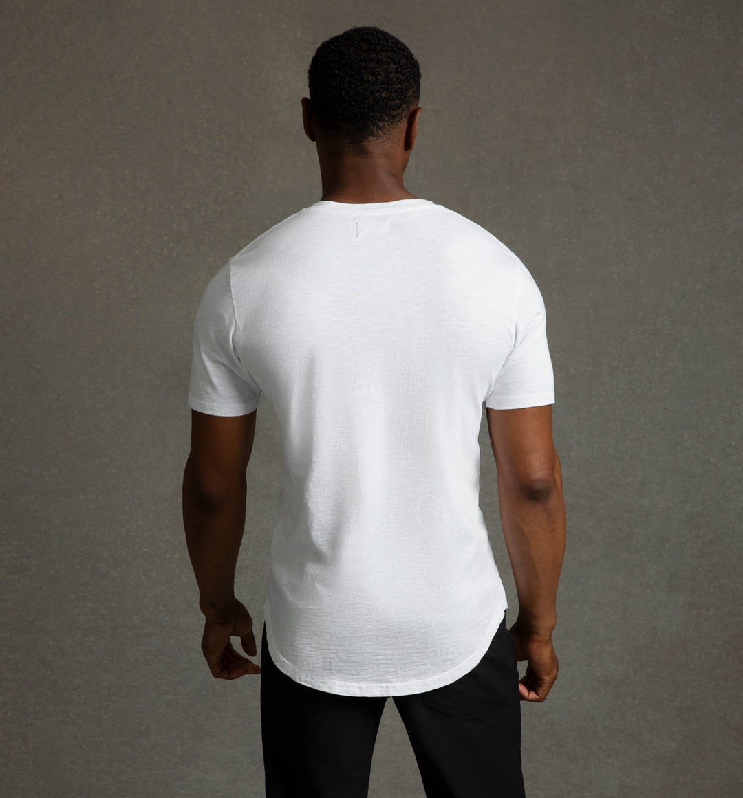slub scallop v white