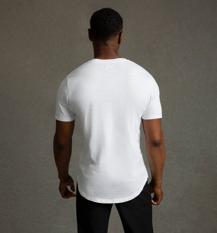 slub scallop v white