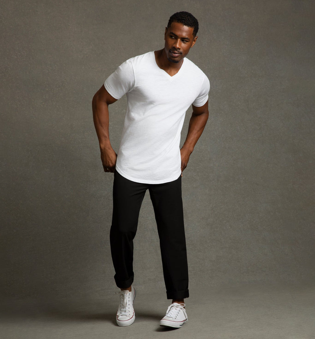 slub scallop v white