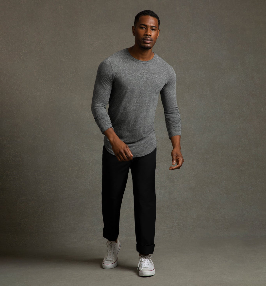 new tri blend ls scallop crew heather grey