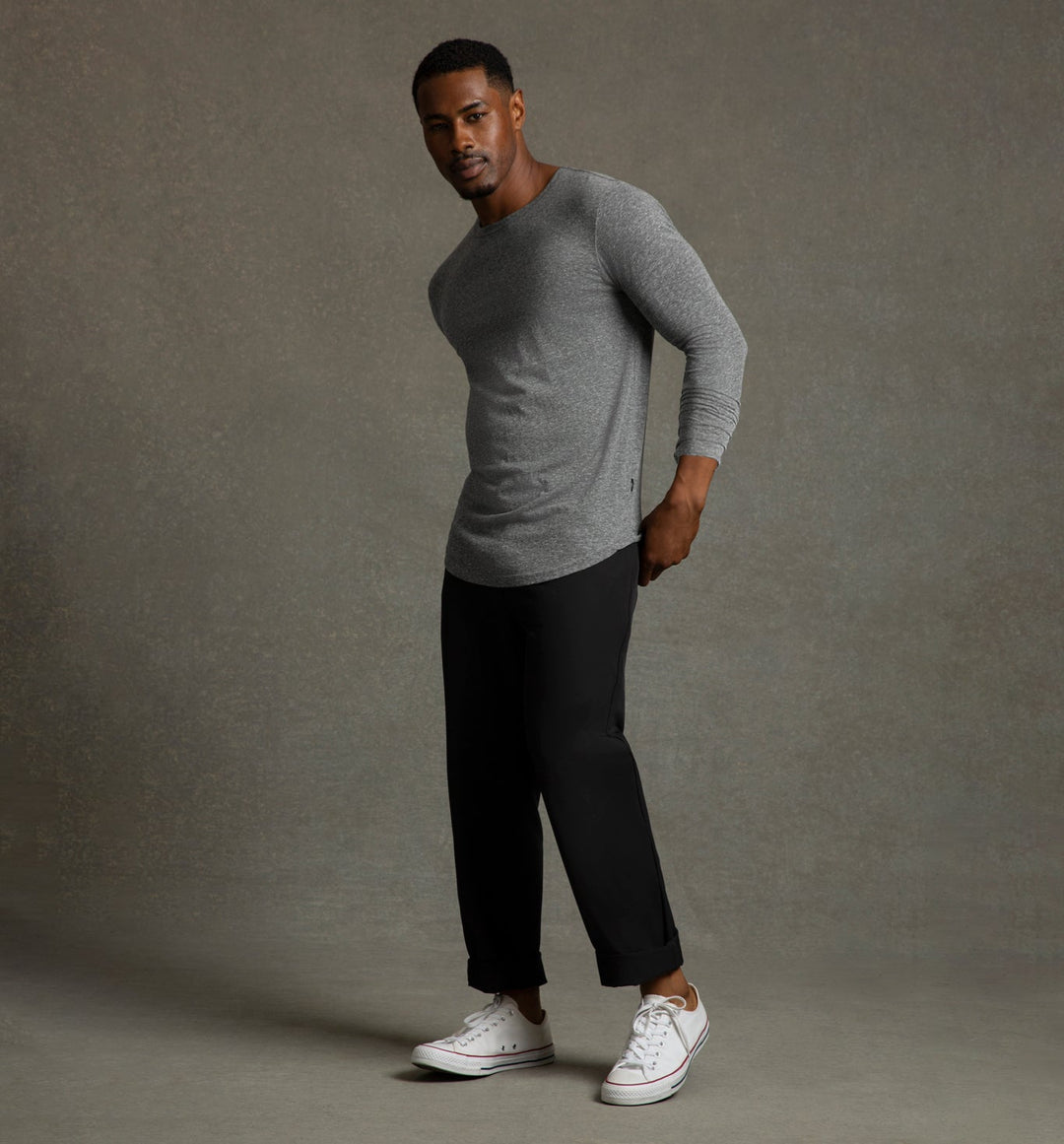 new tri blend ls scallop crew heather grey