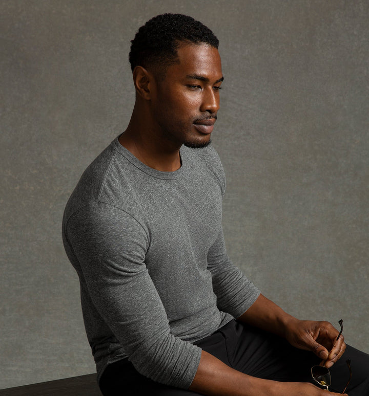 new tri blend ls scallop crew heather grey