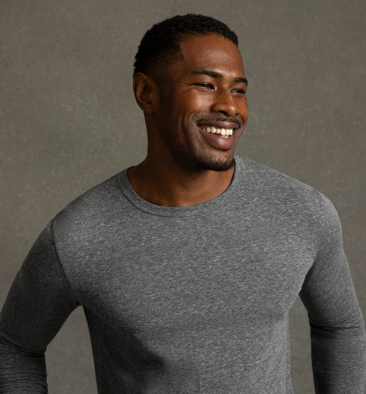 new tri blend ls scallop crew heather grey
