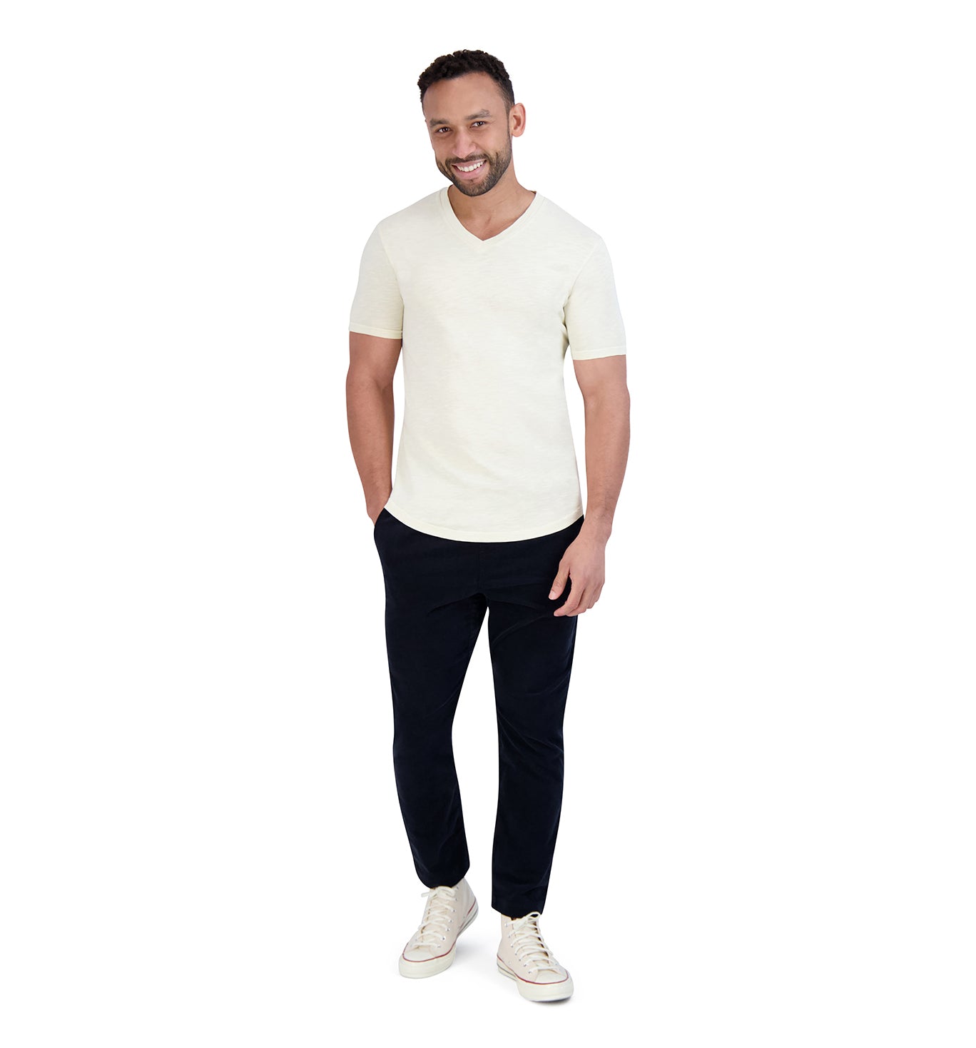Sun-Faded Slub Scallop V-Neck - Seed | Goodlife