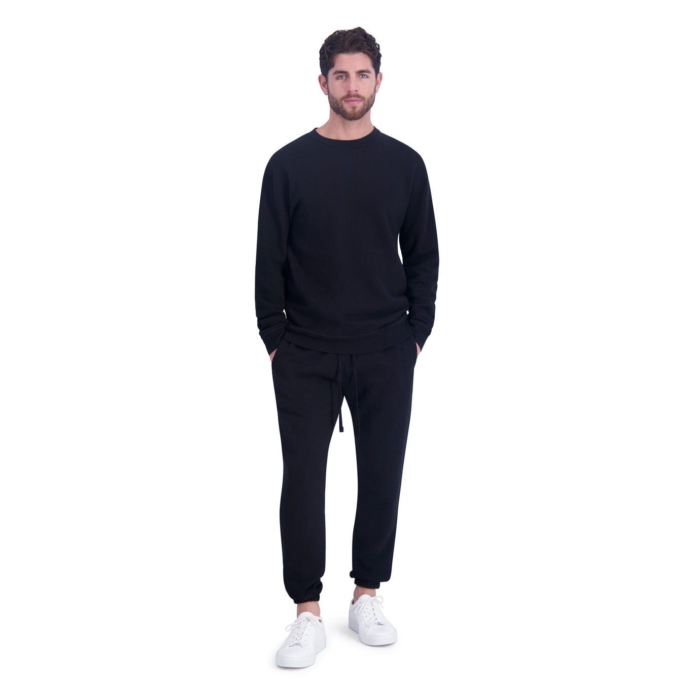 Men's Black Loop Terry Crew Sweatshirt - Made in LA | Goodlife Clothing