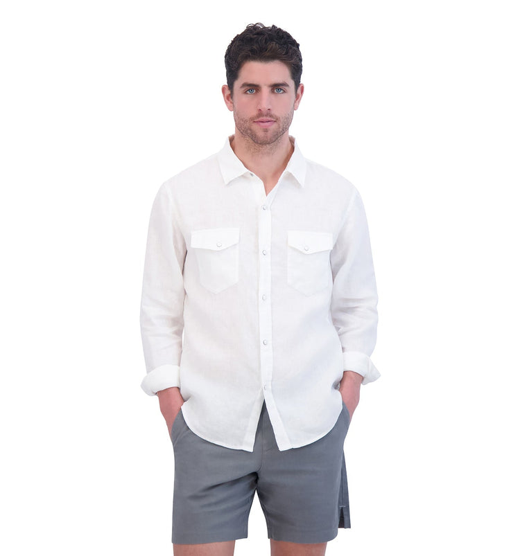 4corner linen snap shirt seed