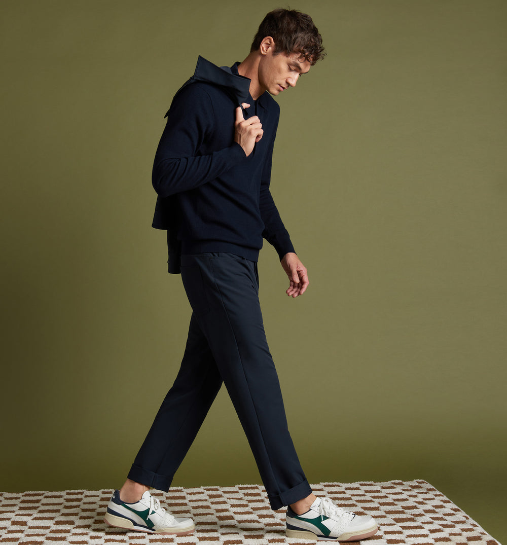 stretch poly twill 5 pocket pant midnight