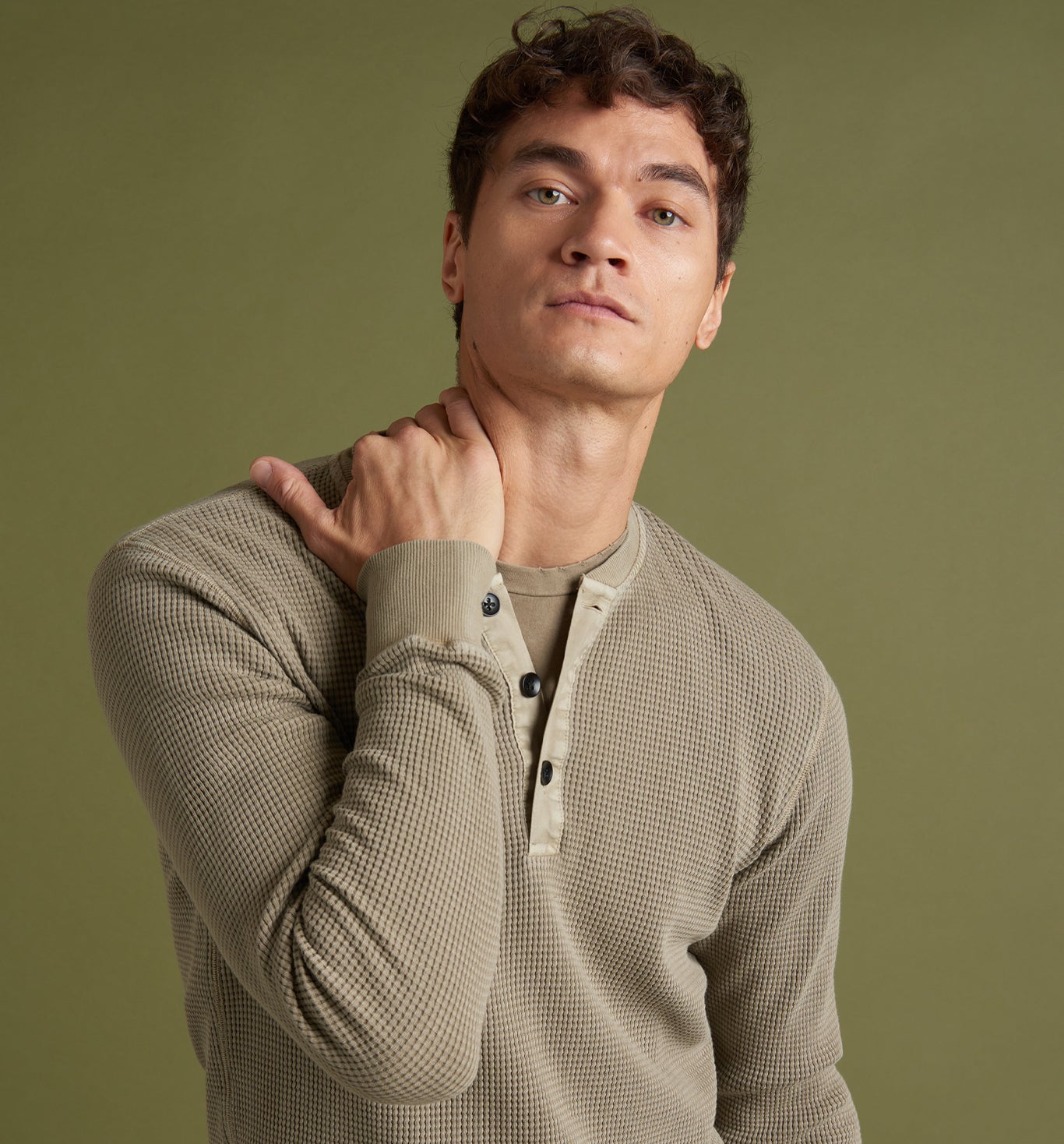 LS Thermal Waffle Henley | Timber