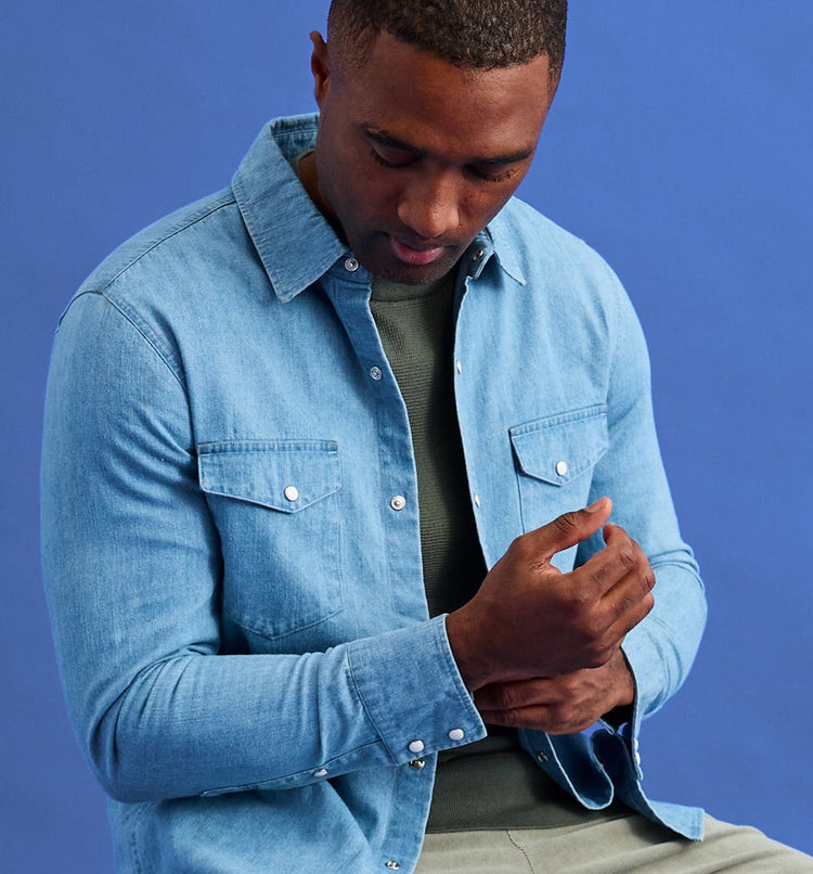 Goodlife 4Corner Regular Fit Denim Snap Shirt