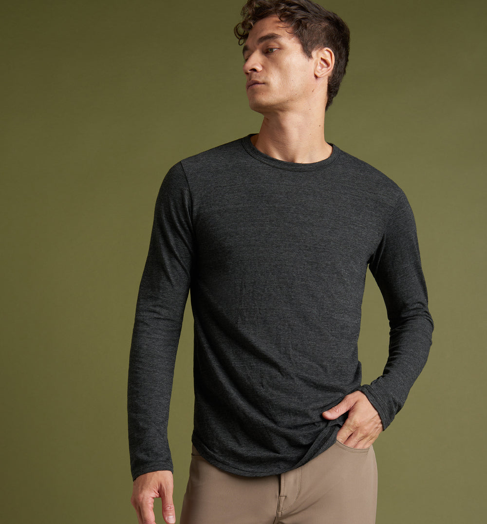 new tri blend ls scallop crew black