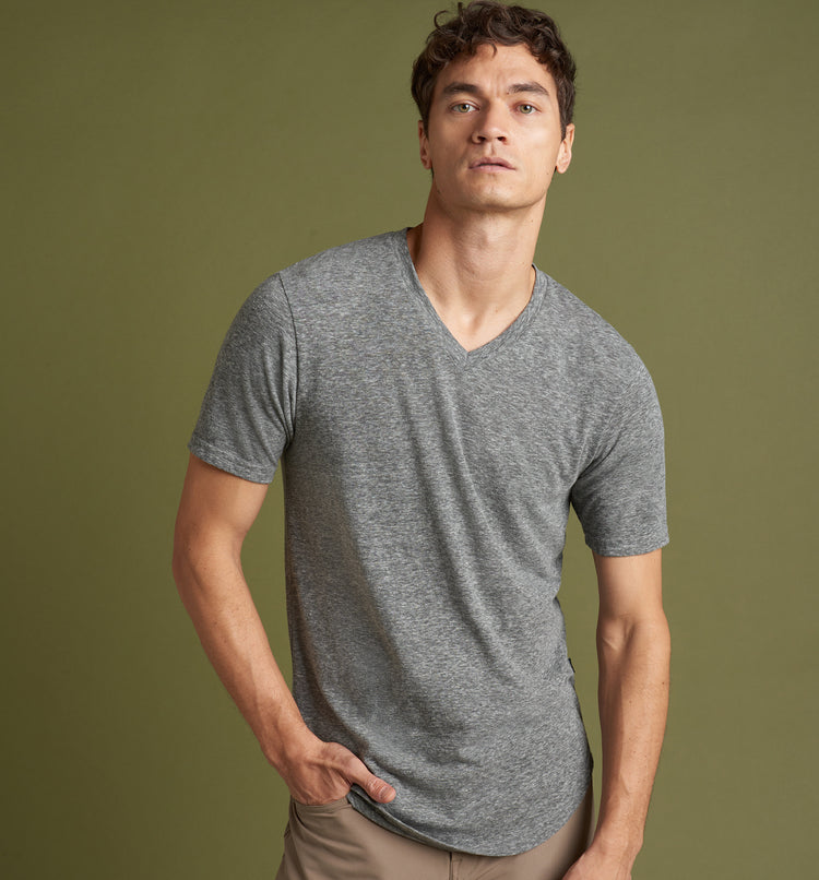 Tri-Blend Scallop V-Neck T-Shirt | Heather Grey | Goodlife