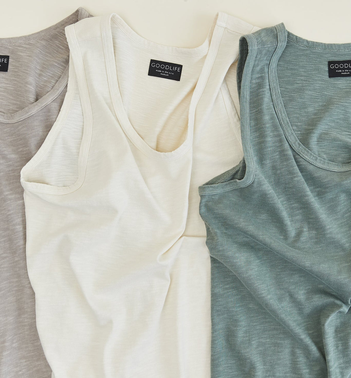 LIDNM/LINEN SLUB TANK TOP Sun-Faded Slub Scallop Tank Top | Seed 