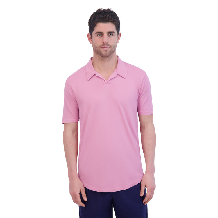 supima johnny collar polo candy pink