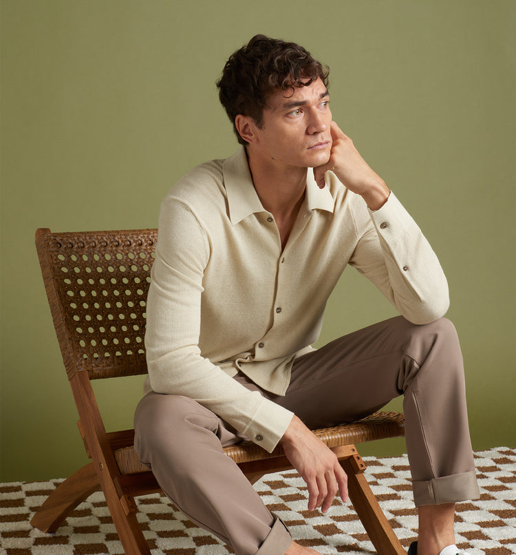 ls mini waffle knit shirt seed
