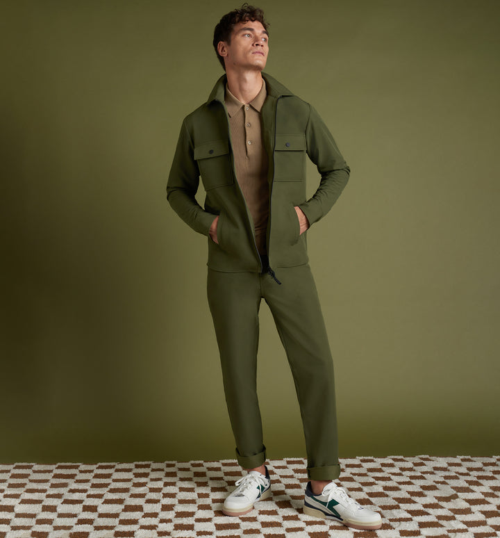 stretch poly twill 5 pocket pant olive