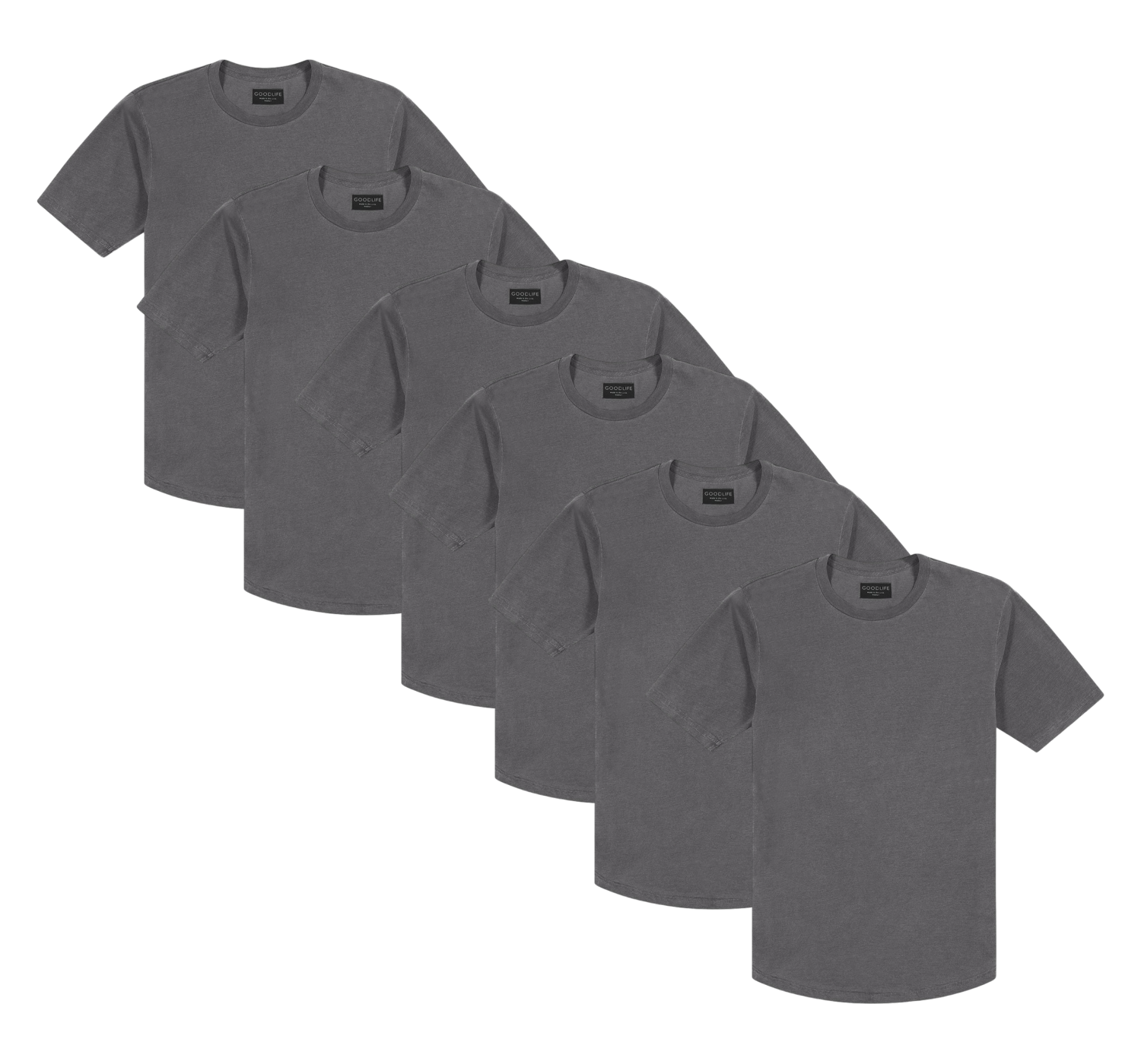 Sun-Faded Slub Scallop Crew | Black | Goodlife Clothing