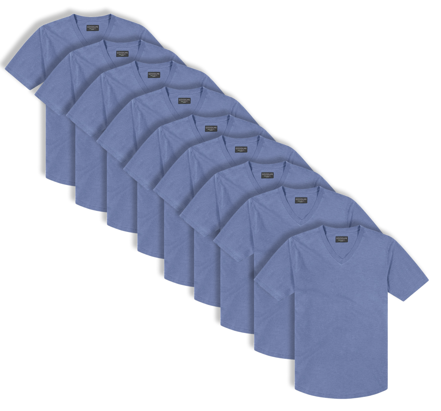 Sun-Faded Slub Scallop V | Goodlife Navy | Goodlife Clothing
