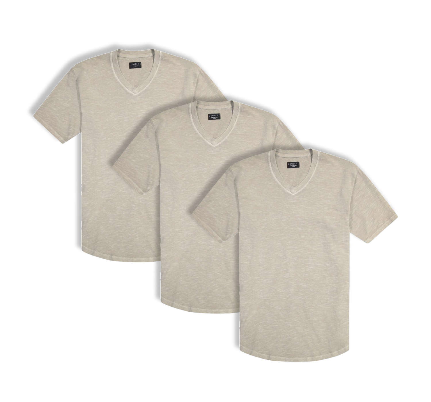 Sun-Faded Slub Scallop V | Timberwolf | Goodlife Clothing