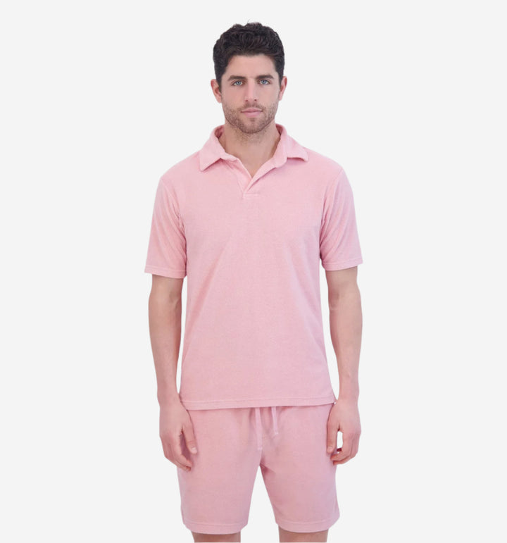 towel terry johnny collar candy pink