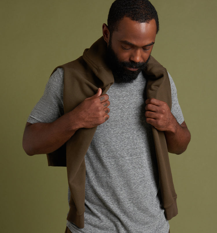 Tri-Blend Scallop Crew in Heather Grey | Goodlife
