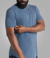 Model in light blue cotton slub  tshirt