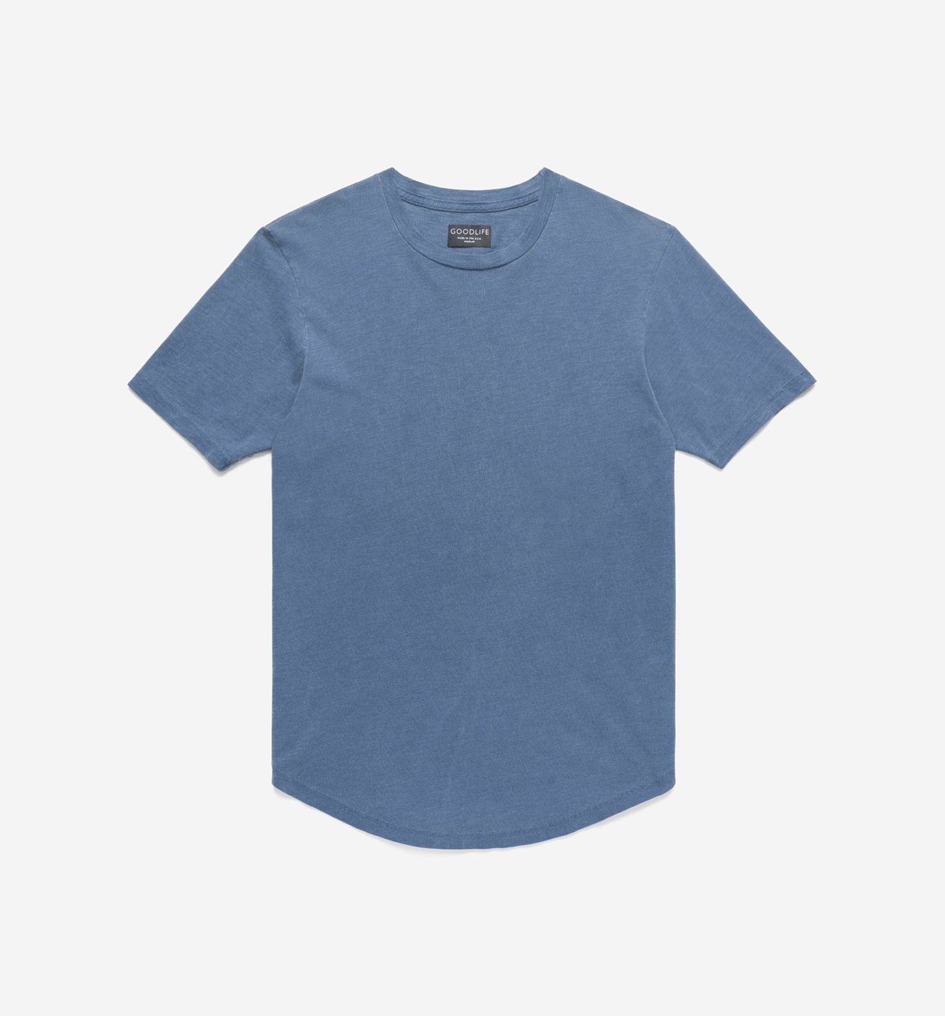 Navy Sun-Faded Slub Scallop Crew Neck T-Shirt | Goodlife