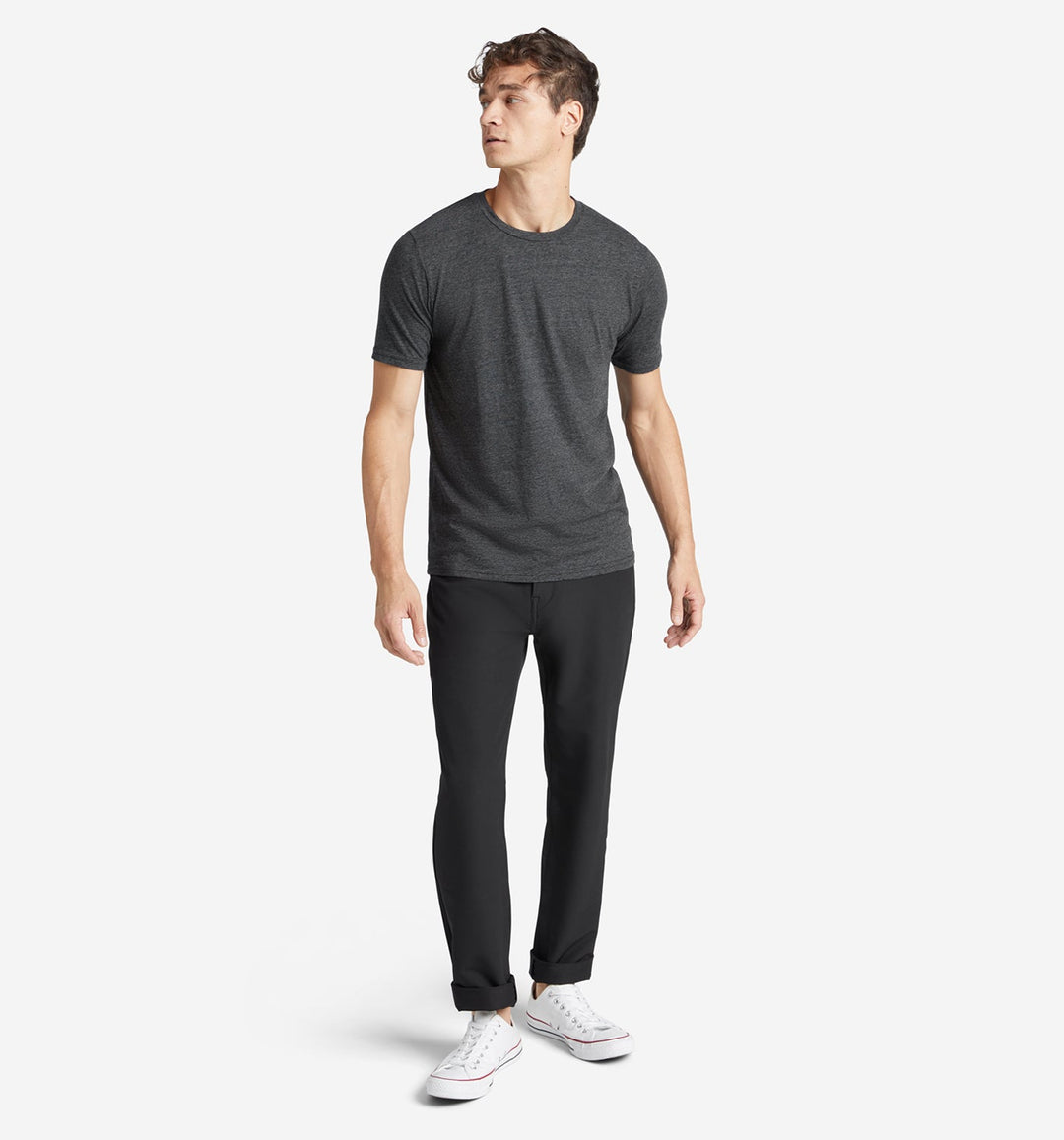 Black Tri-Blend Classic Crew Neck T-Shirt | Goodlife
