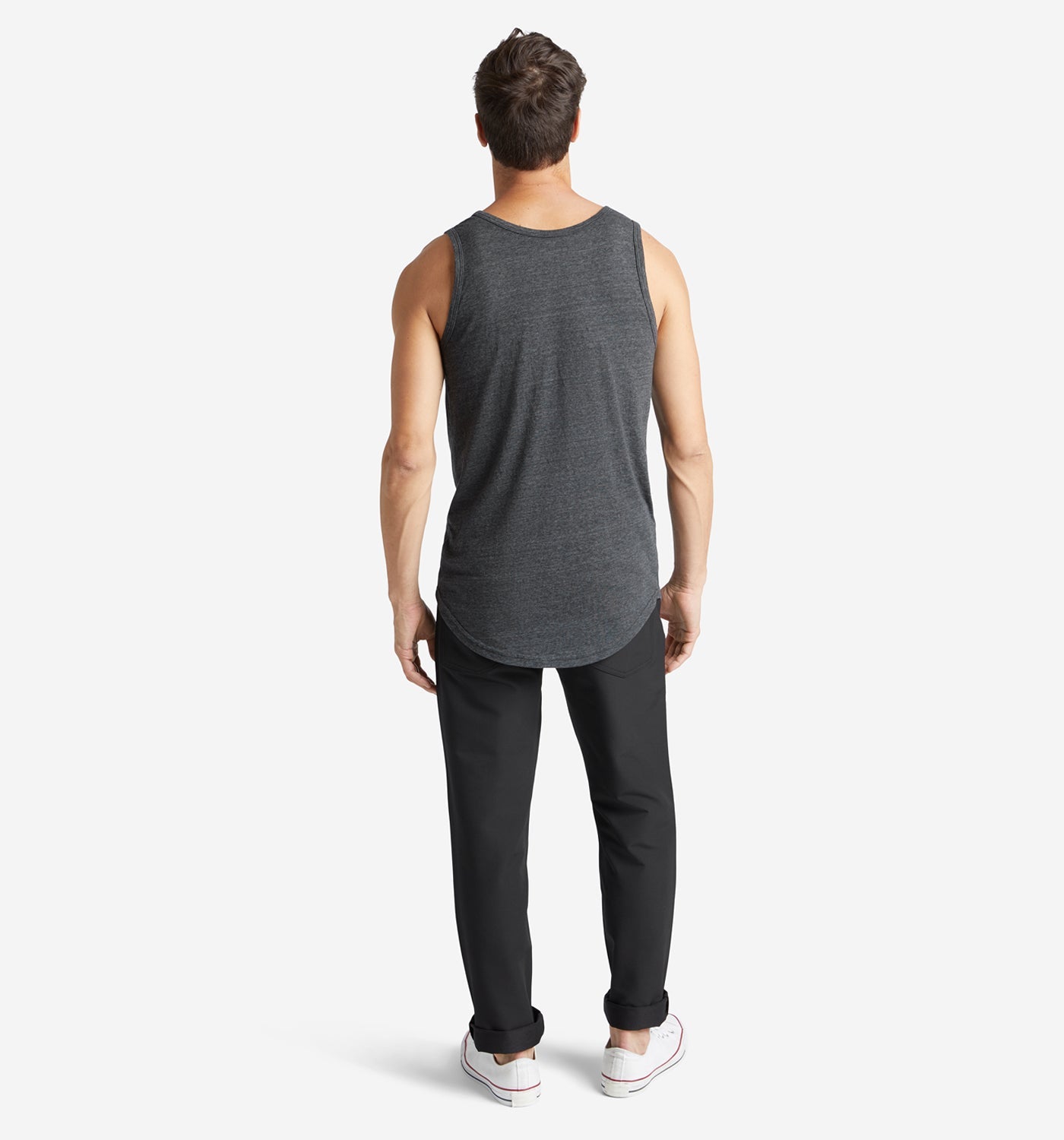 tri blend scallop tank top black