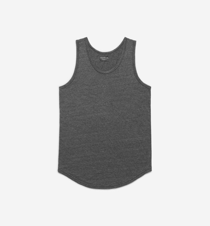 tri blend scallop tank top black