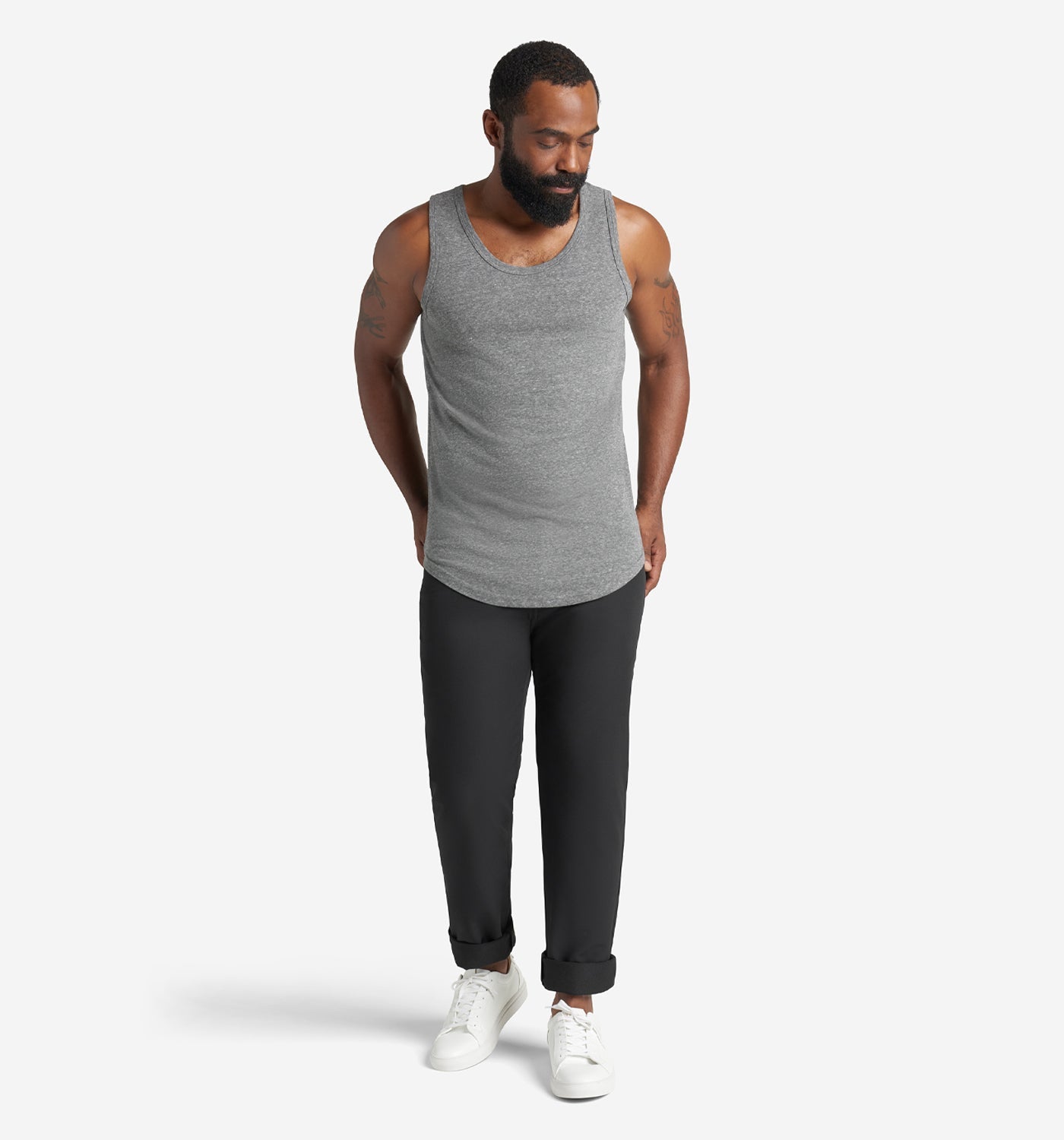 Tri-Blend Scallop Tank Top | Heather Grey