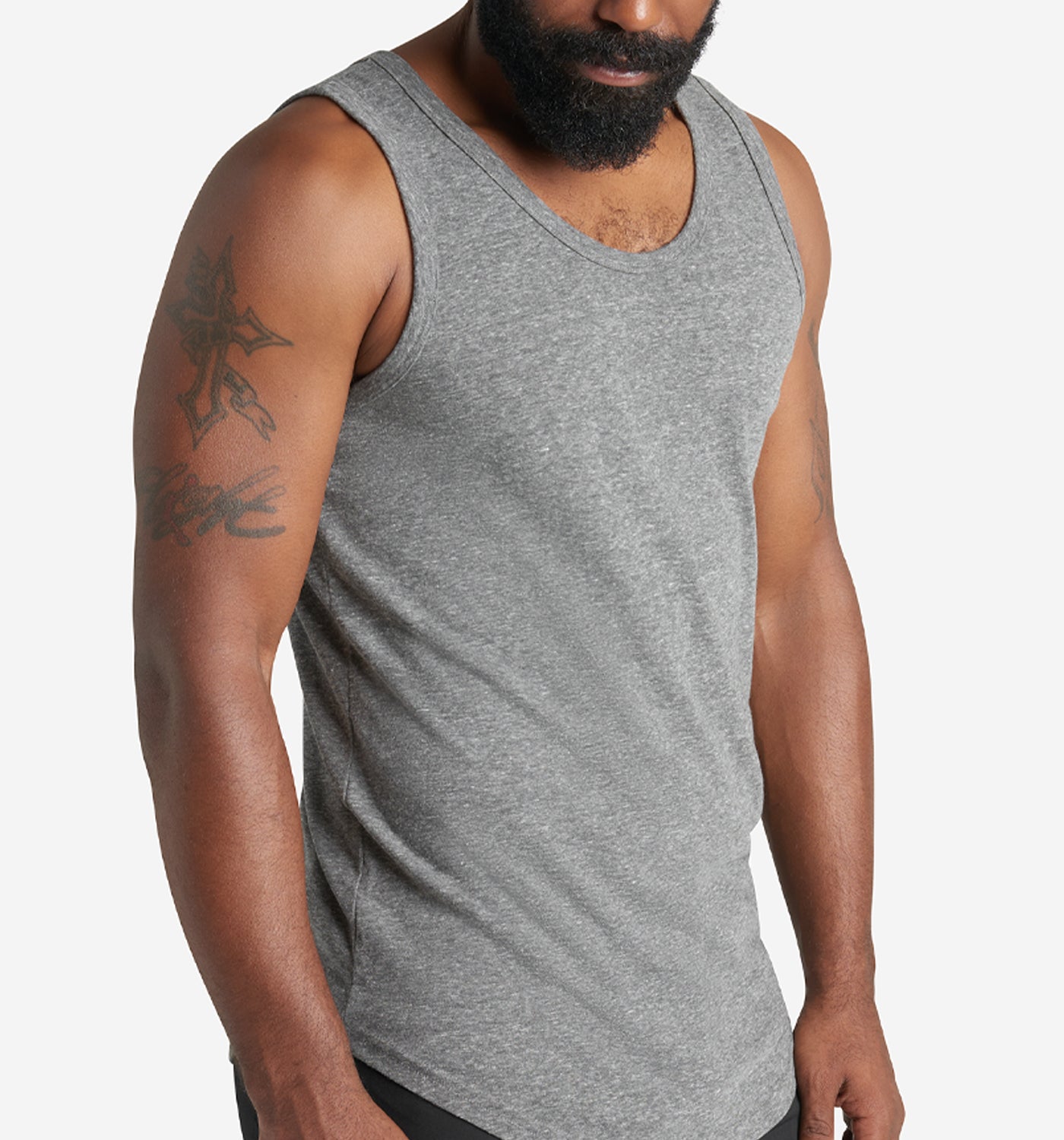 tri blend scallop tank top heather grey