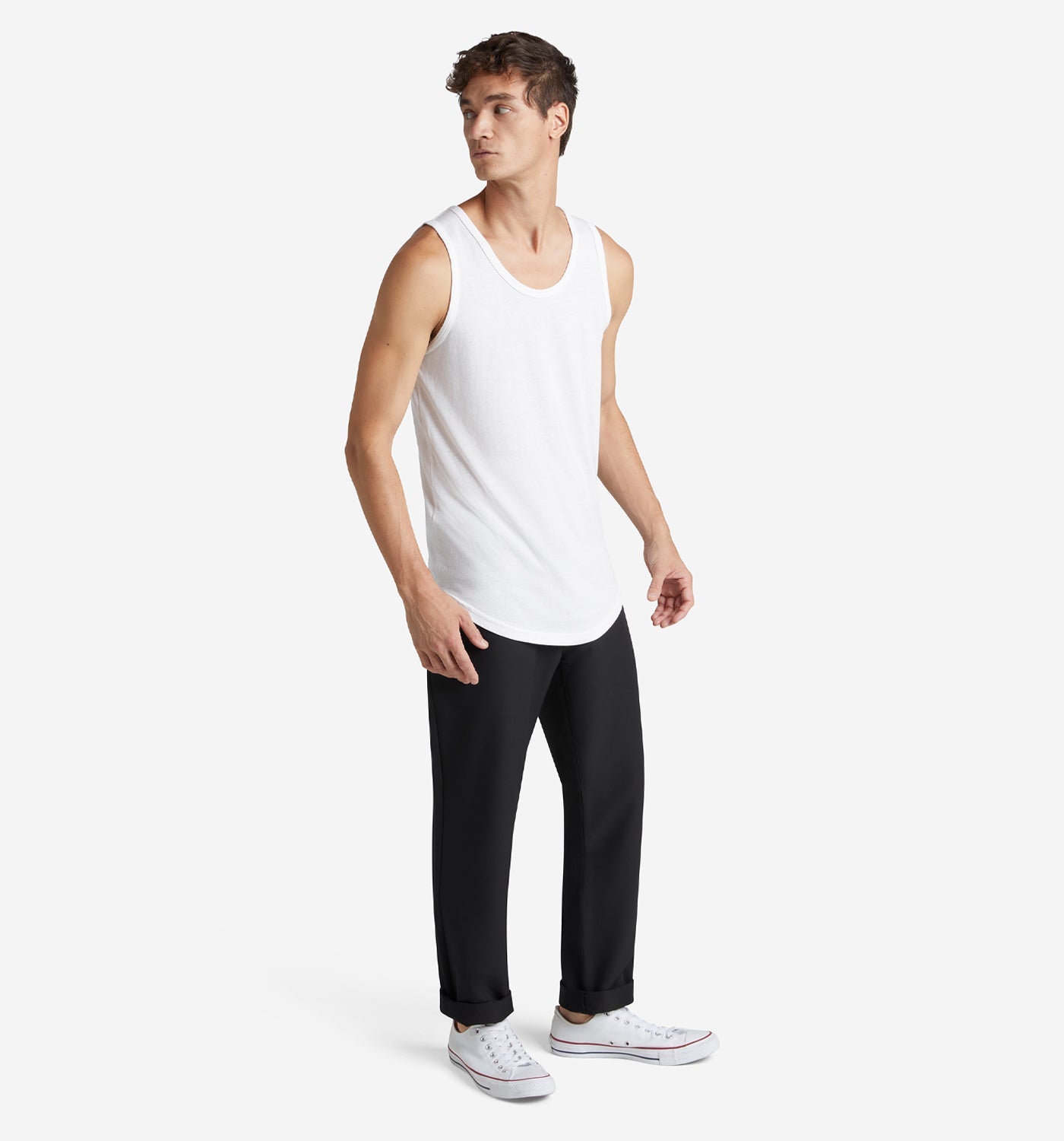 Tri-Blend Scallop Tank Top - White | Goodlife
