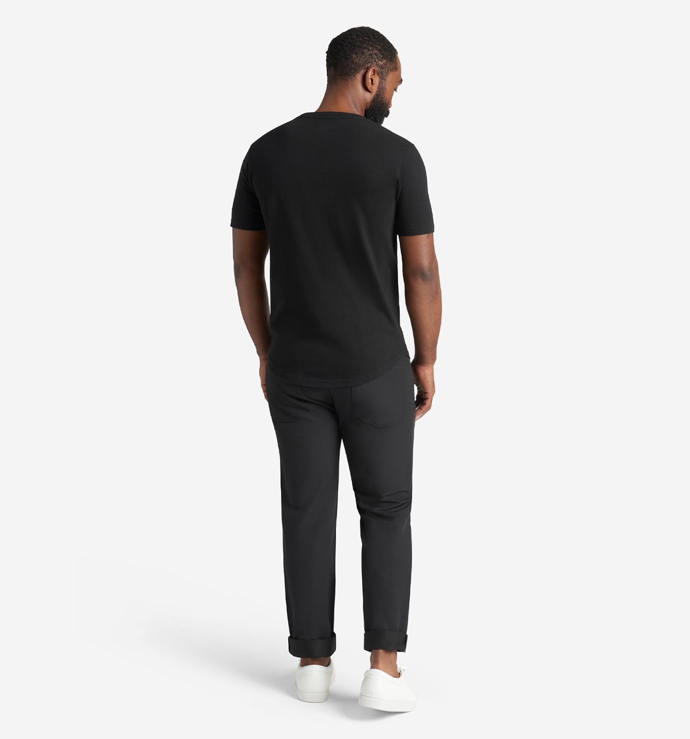 Men's Black Slub Scallop Crew Neck T-Shirt | Goodlife