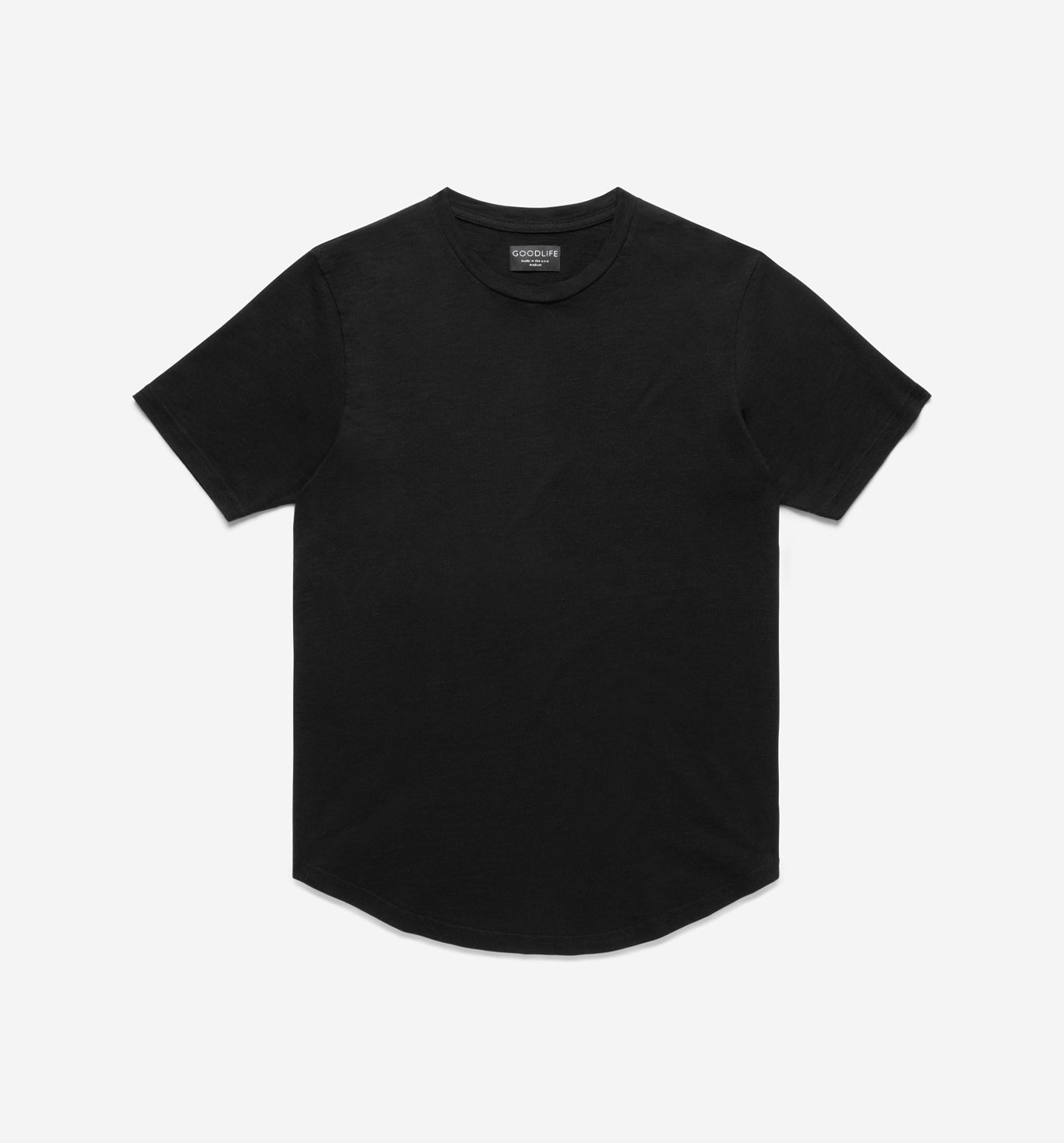 Men's Black Slub Scallop Crew Neck T-Shirt | Goodlife