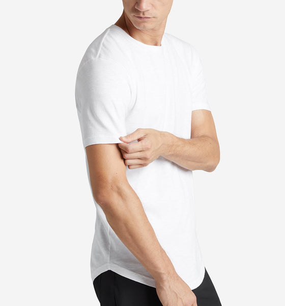 Men's White Slub Scallop Crew Neck T-Shirt | Goodlife